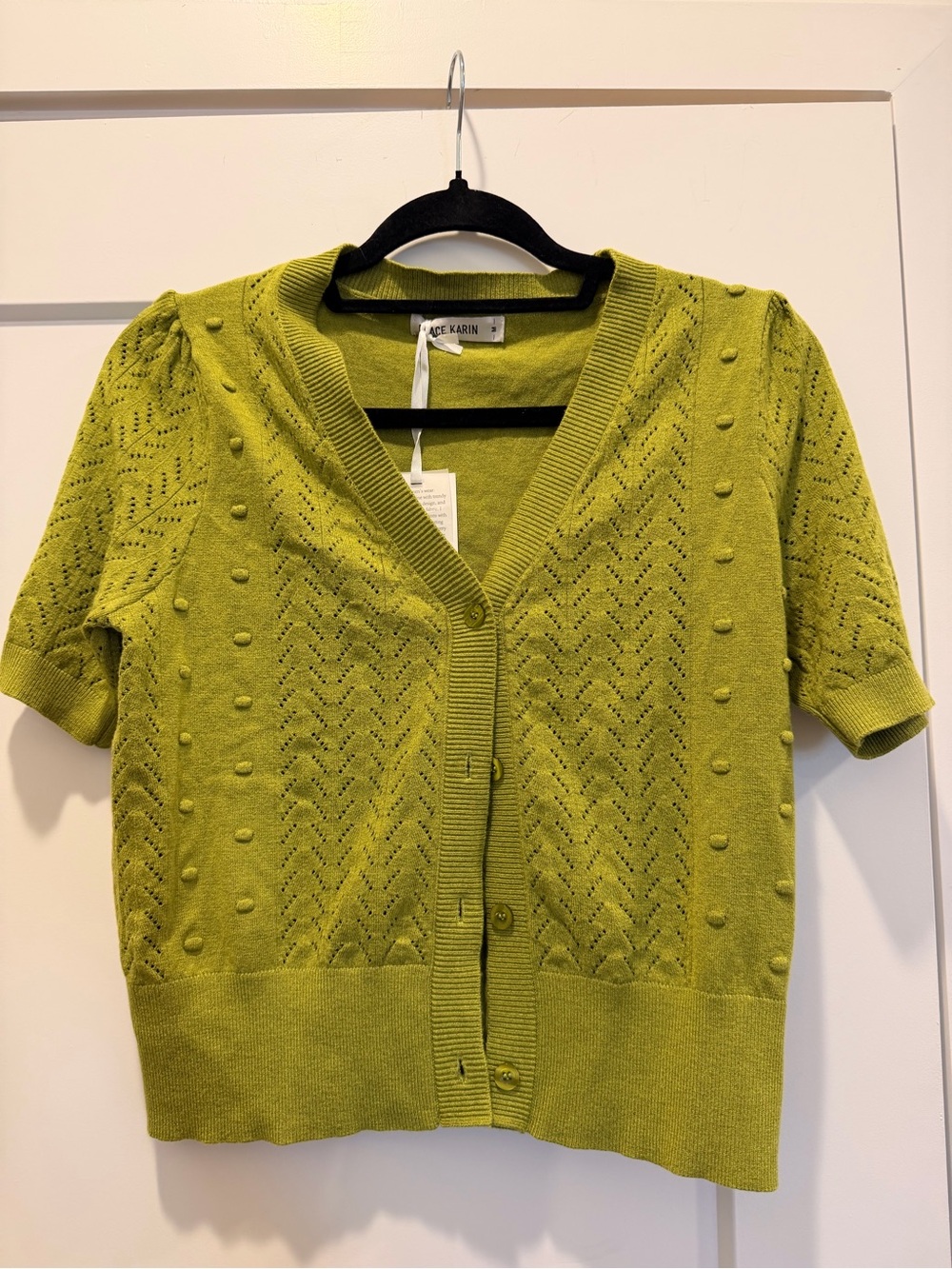 Grace Karin Chartreuse Short-Sleeve Knit Cardigan